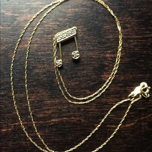 10k Real Yellow gold Diamond Pendant and Necklace